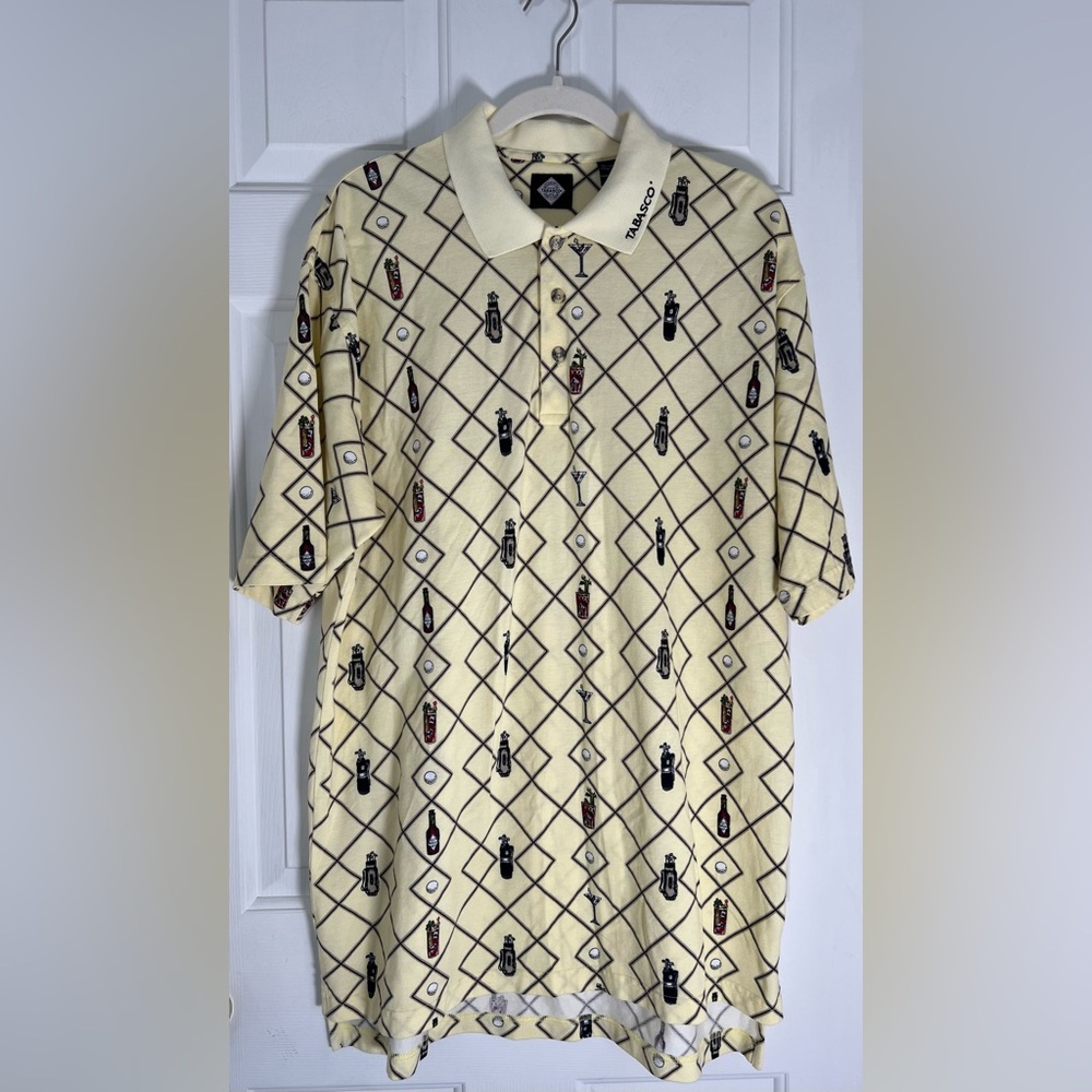 Tobasco Polo Shirt Size L Cotton Short Sleeve Golf Print